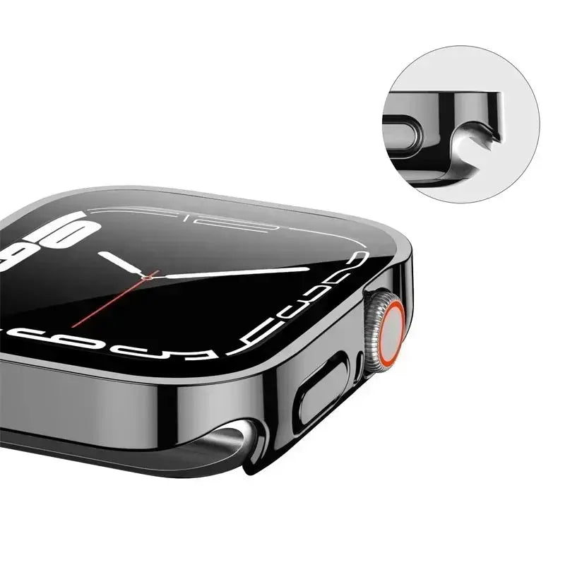 Simples Market Apple Watch tempered glass screen protector with PC bumper for 40–46mm Series 4–9, SE