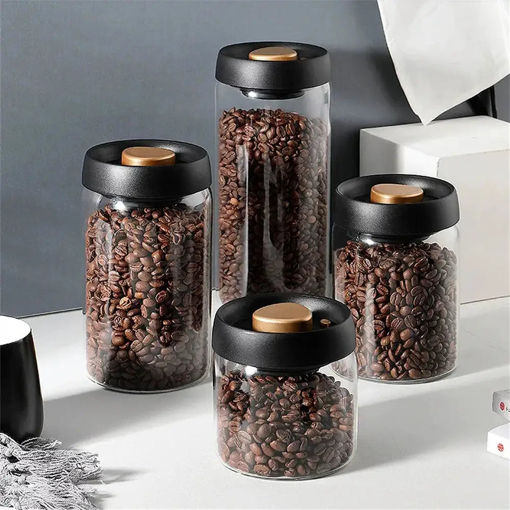 Vacuum Sealed Glass Storage Tank For Coffee Beans And Tea Moisture Proof Airtight Kitchen Food Container
