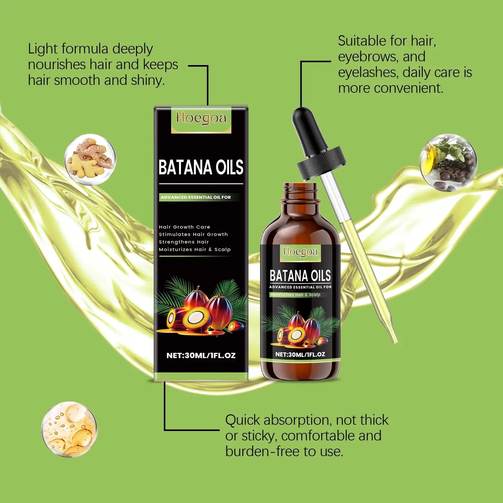 Batana Oil for Hair Growth Revitalizing Strengthening Nourish Damaged Hair Scalp Treatment Add Volume Thicker Stronger Hair Care