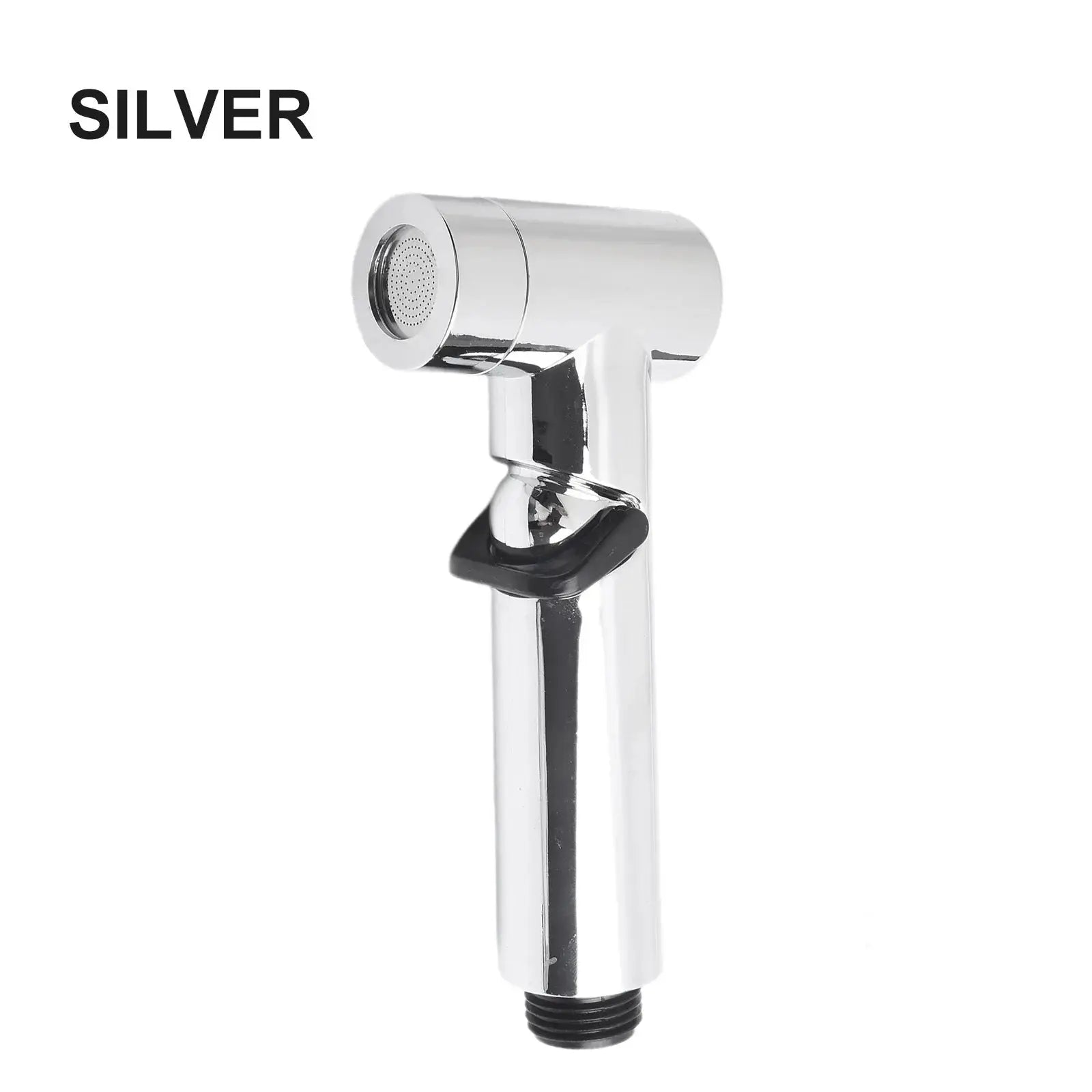 Handheld chrome bidet spray head with threaded hose connector