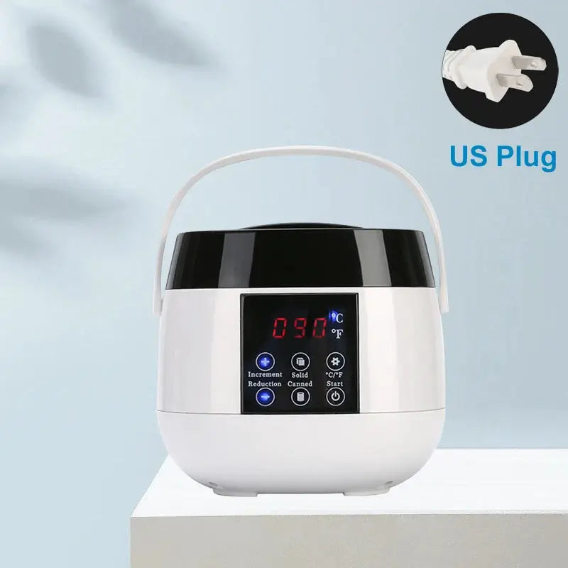 Simples Market 500ml wax heater with LCD display, white body and black lid, US plug