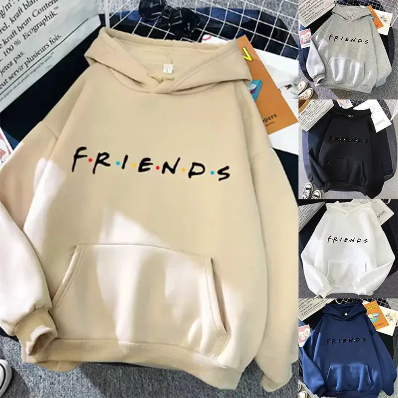 Friends Print Hoodie Women Long Sleeve Casual Loose Fit Warmth For Spring And Autumn Streetwear
