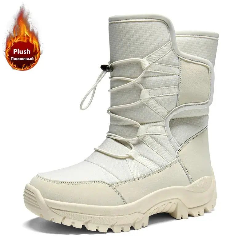 Mens Winter Boots Waterproof Plush Lined Non Slip Outdoor Hiking Ankle Boots All Weather Warmth
