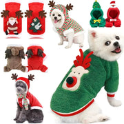 Dog Christmas Clothes Winter Warm Coat Hoodie For Small To Medium Dogs And Cats Elk And Santa Claus Prints Costume