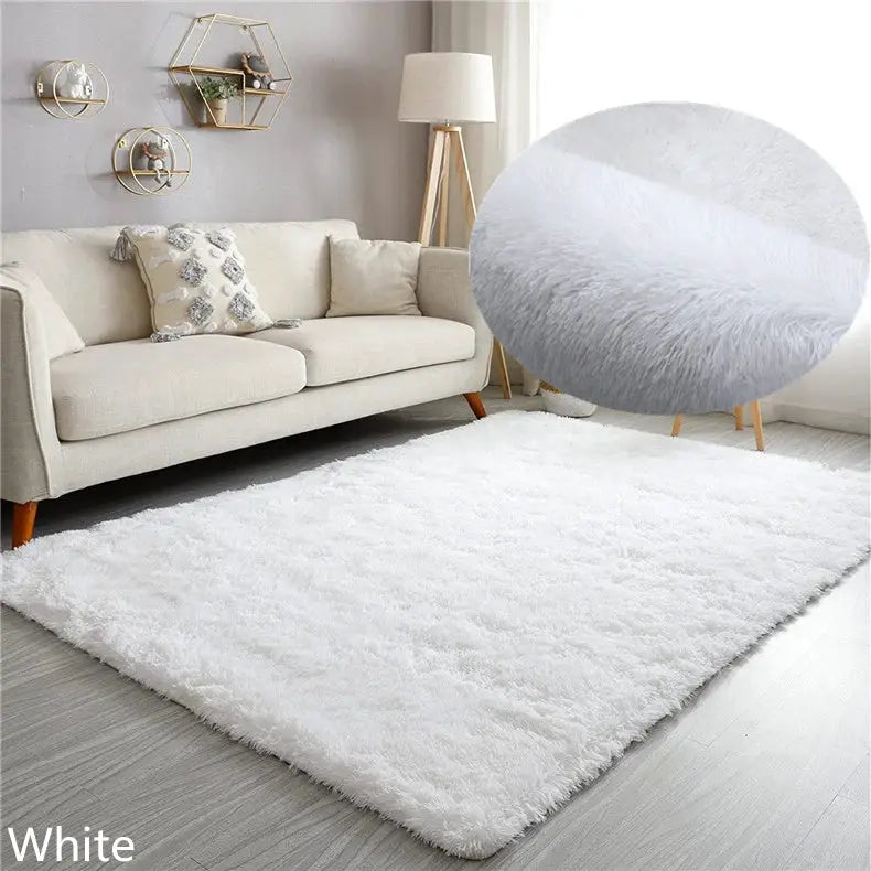 White long-pile fluffy living room rug, 160x230 cm, Simples Market