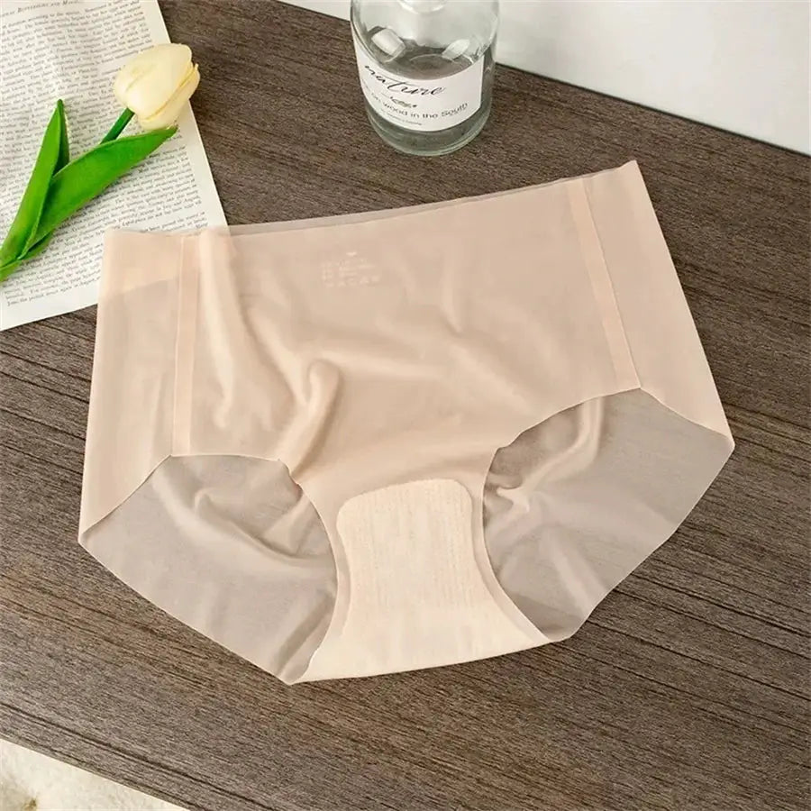 Ice Silk Seamless Underwear for Women by Simples Market, nude color, breathable quick-dry panties, size M-XL