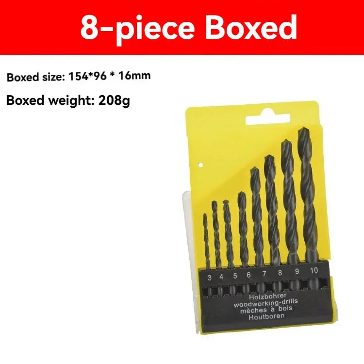 8 Piece Titanium Coated Woodworking Twist Drill Bit Set 3mm To 10mm For Wood And Metal