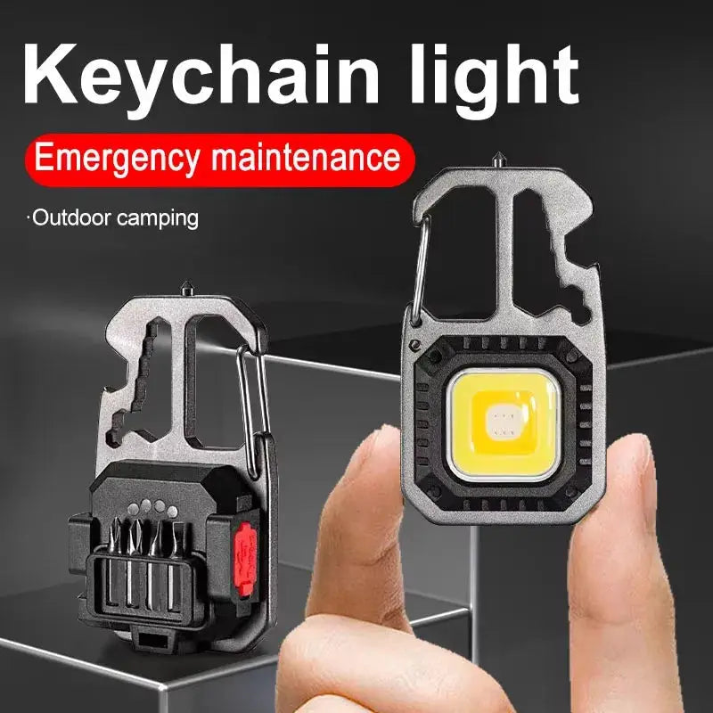 Simples Market COB keychain work light, 2-pack with battery display, USB rechargeable, black metal frame
