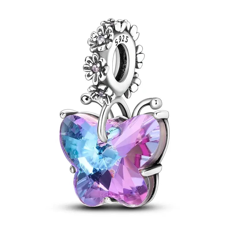925 Silver Charms Beads for Pandora Style Bracelets Women Animal Charms in Blue Red Green Pink Yellow Gift