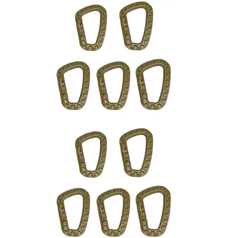 Military tan D-ring carabiner clips, 10-pack by Simples Market