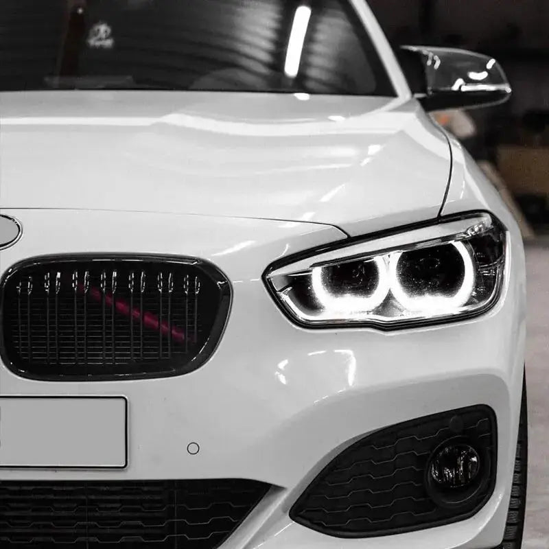Two-piece black BMW front grille trim strips for M Sport bar decoration