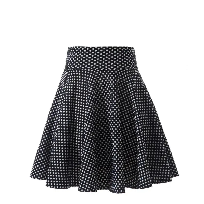 Skirt black with white polka dots, flared mini skater style