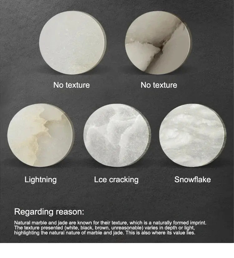 Modern Luxury Creative Marble Wall Light: round alabaster textures Lightning, Ice cracking, Snowflake, No texture
