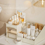 NovaCasa Transparent Drawer Makeup Box for Dorms, Clear View Cosmetic Organizer for Desk and Dressing Table