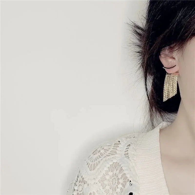 Gold Color Tassel Statement Earrings For Women Long Bling Geometric Vintage Inspired Jewelry Gift