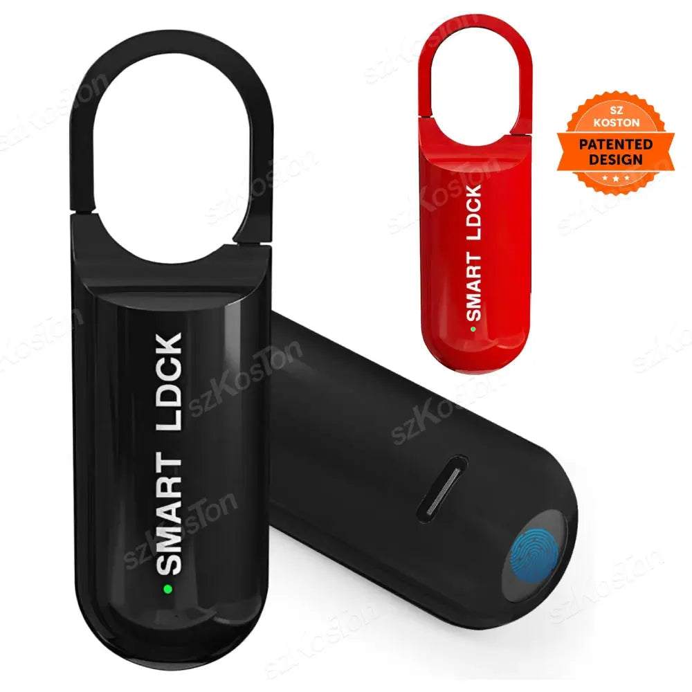 Mini smart fingerprint lock; two-color black/red biometric padlocks for lockers, rechargeable, Simples Market