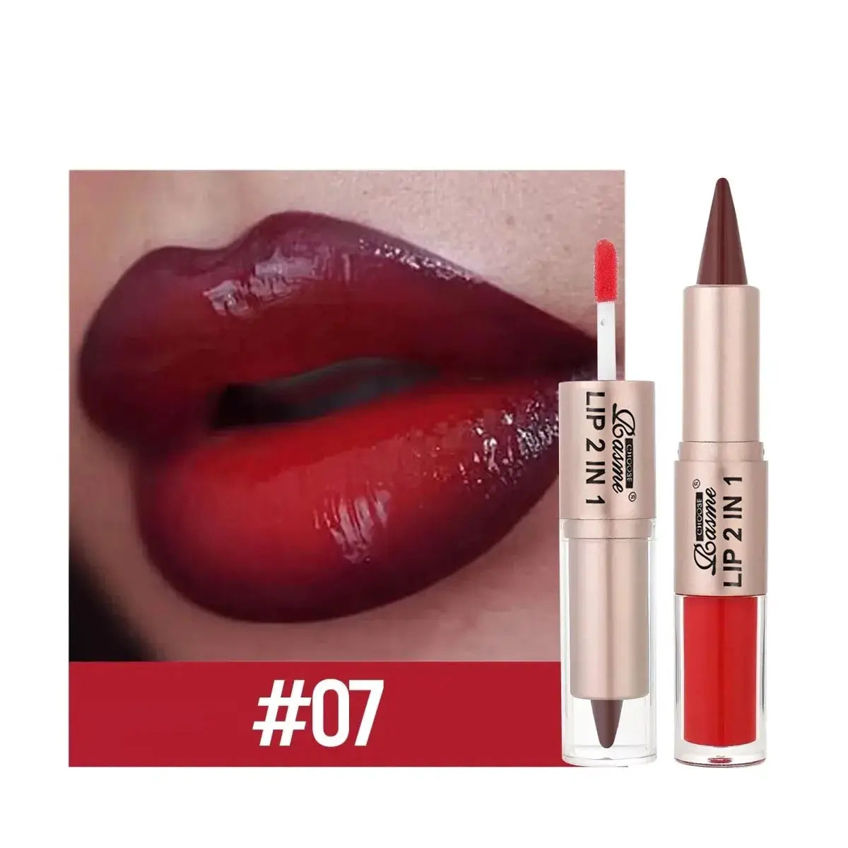 2 In 1 Lip Liner And Gloss Pen Nude Brown Gradient Matte Lip Liner Waterproof Contour Lip Gloss