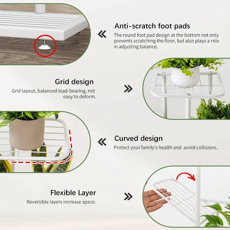 Iron Flower Plant Stand With Four To Six Layers Plant Holder Storage Shelf Pot Rack Organizer For Home Decor