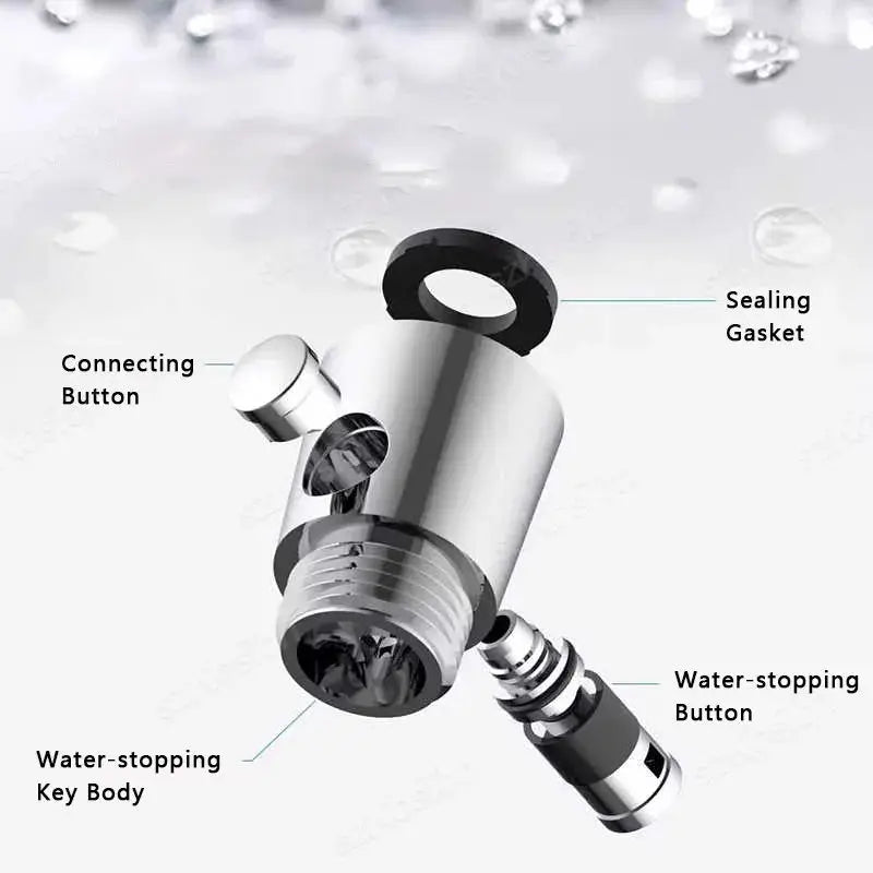 Bathroom shower flow stop valve by Simples Market, chrome finish with one-button water-stop controller