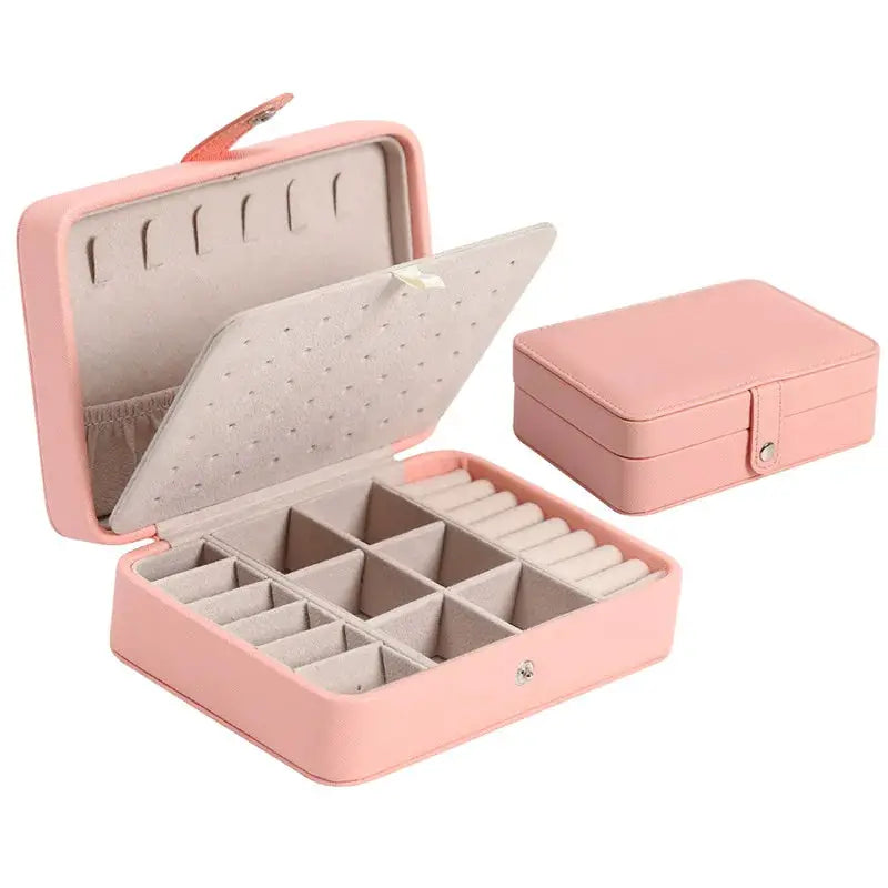 LuxCarry Portable Jewelry Storage Box For Travel Waterproof PU Leather Organizer With Large Capacity