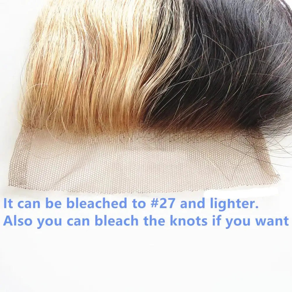 Simples Market lace frontal human hair extensions, straight, black-to-blonde ombre with transparent lace