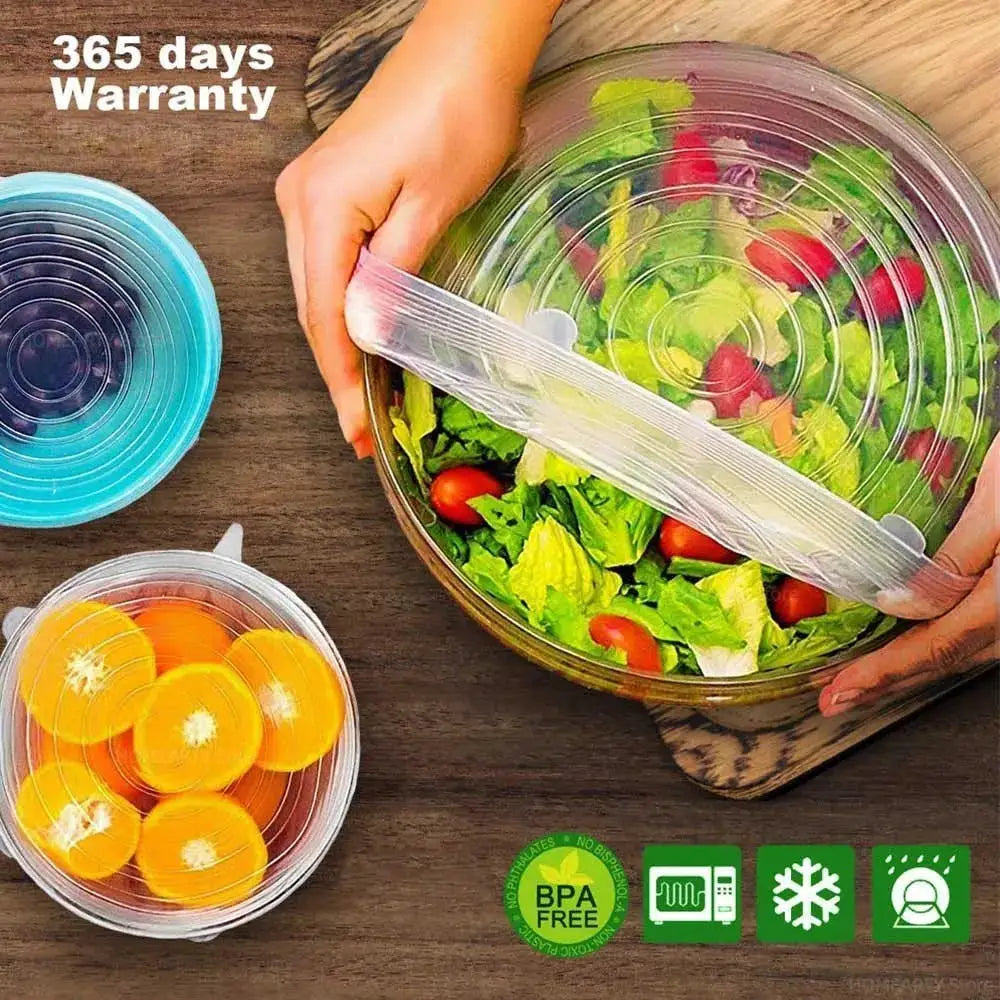 6 Pack Silicone Stretch Lids For Bowls And Containers Kitchen Microwave Covers Universal Fit Airtight Food Storage Lids