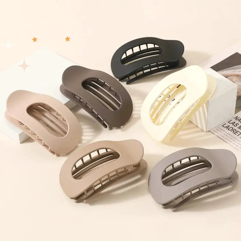 Leopard Pattern Oval Flat Hair Clips Large French Acrylic Claw Clip For Secure Hold And Style