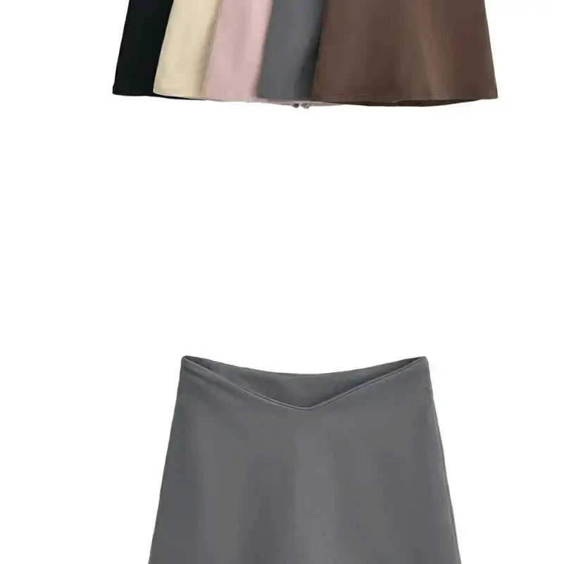 Women's A-line mini skirt in six solid color options; low-waist, summer casual style