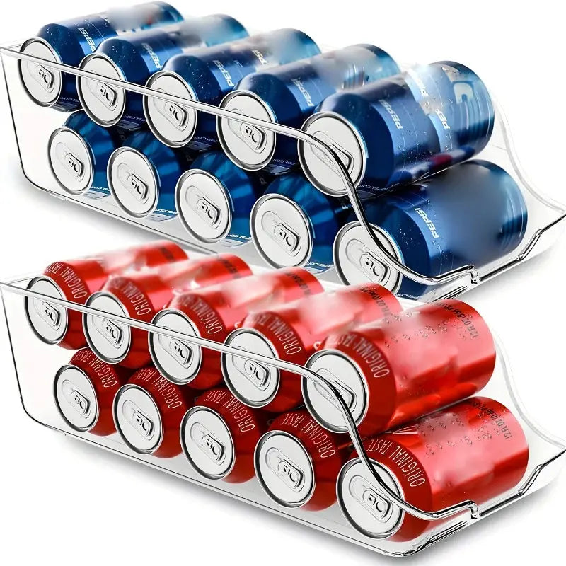 KitchenEase Can Dispenser Organizer Keeps Soda Cans Accessible In Fridge And Freezer Space Saving Design