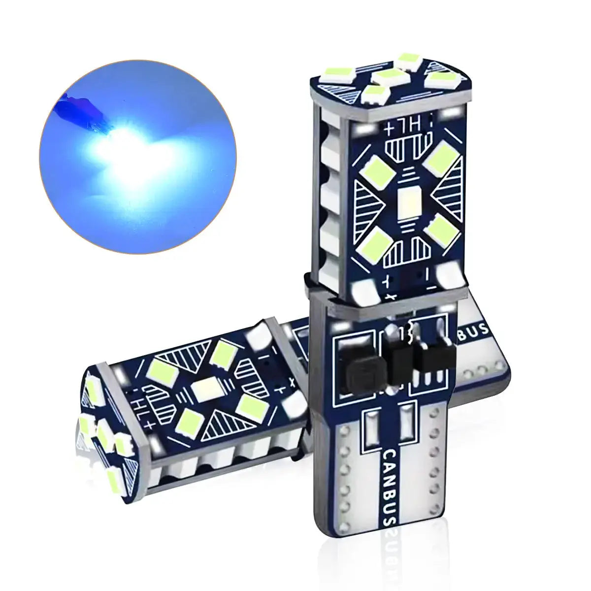 Simples Market 2-pack T10 LED bulbs with 15 SMD, blue LEDs, 12V Canbus for car signal and fog lights