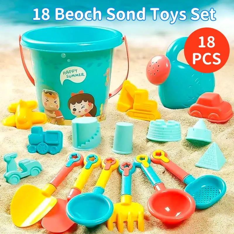 Kids Beach Toy Set With Sand Shovels Bucket Watering Bottle And Water Games For Summer Fun
