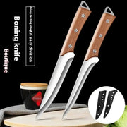 Stainless Steel Fillet Boning Knife Professional Chef Kitchen Knife Forged Meat Cleaver Fish Slicing Knife Wooden Handle