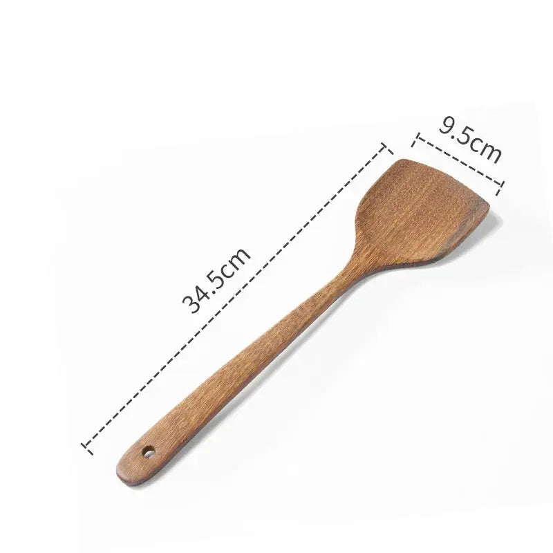 EcoWood Kitchen Utensils Set With Wooden Handles Nonstick Durable Scratch Resistant And Odor Free