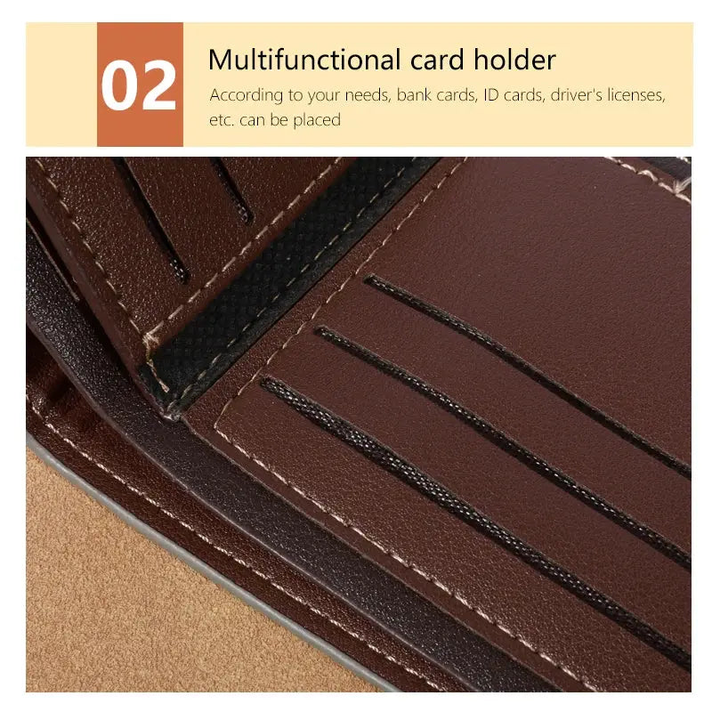 Men's high-capacity brown leather wallet by Simples Market with multiple card slots