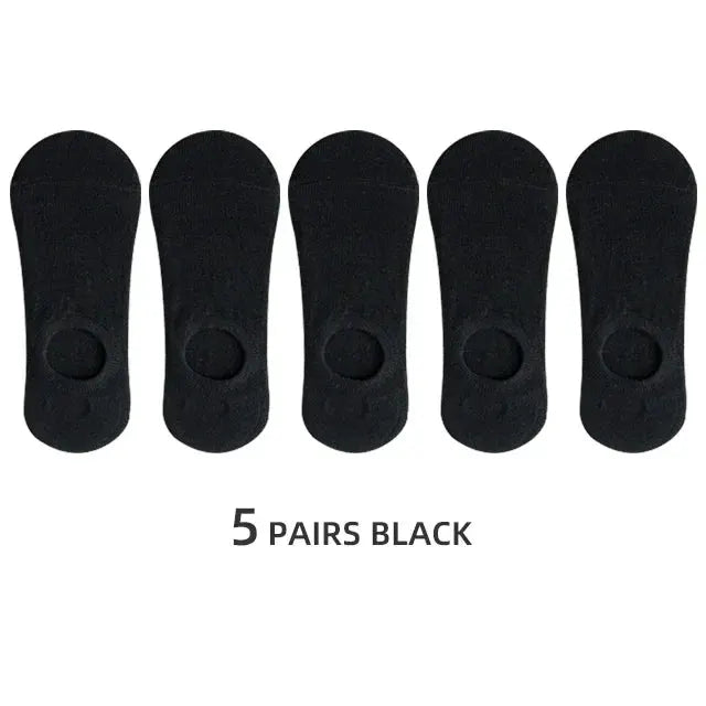 Men Invisible No Show Socks 5 Or 10 Pairs Breathable Cotton Silicone Non Slip Ankle Boat Socks