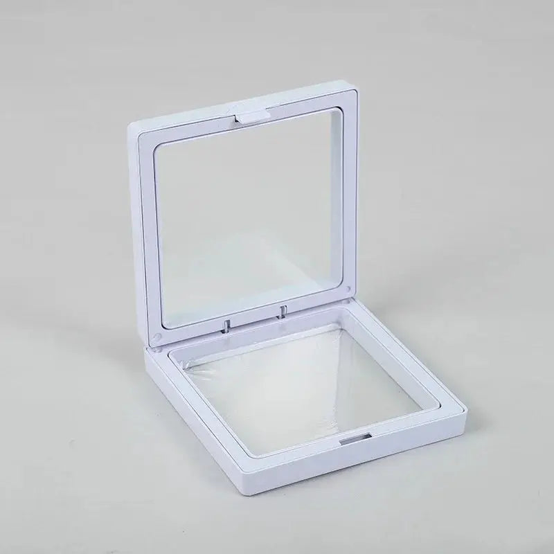 7x7cm 3D Suspension Shadow Box Jewelry Display Stand Ring Pendant Holder Case Presentation