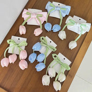 Aurora Bloom Chiffon Tulip Hair Clips for Girls Light Pink Elegant Floral Hair Accessories
