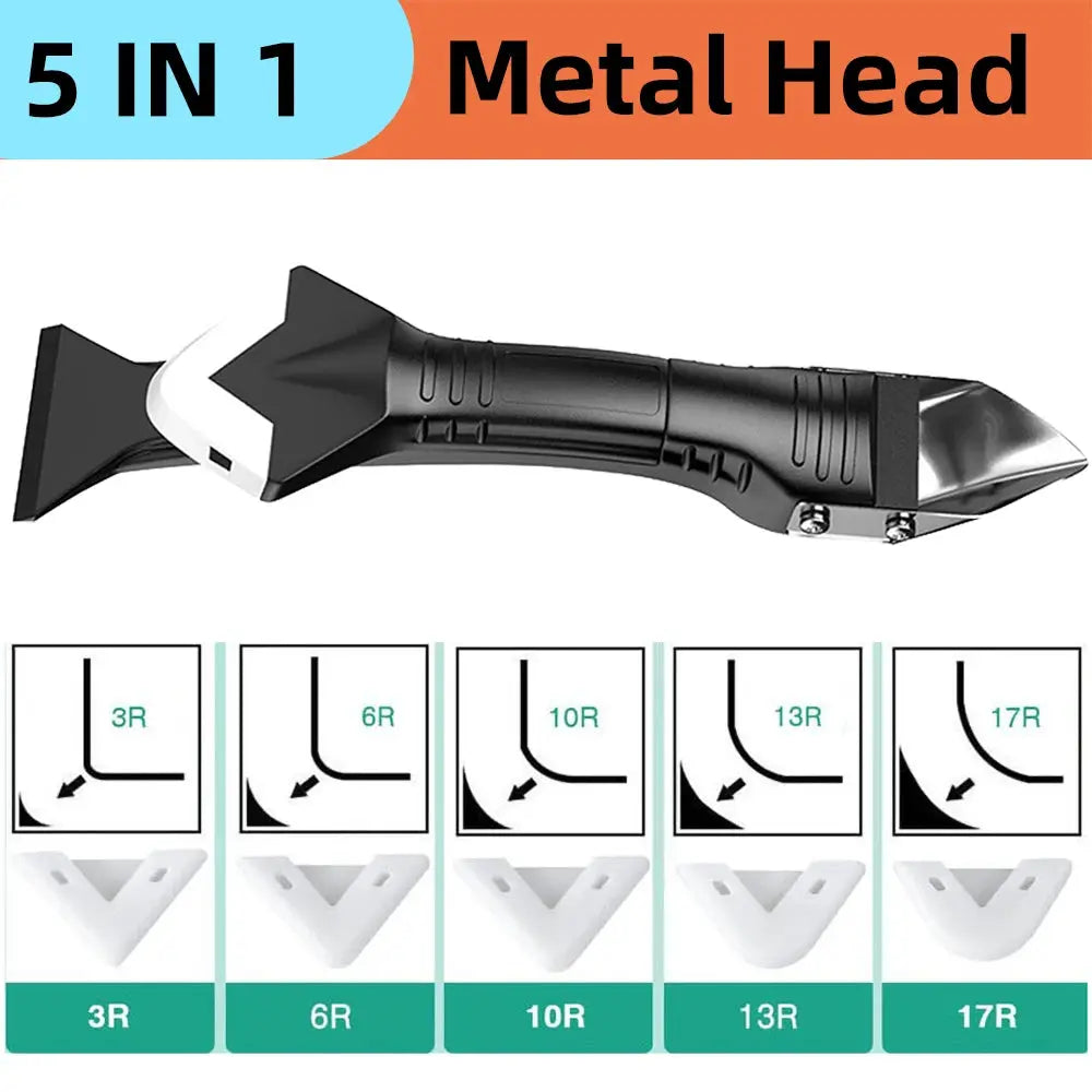 Simples Market 5-in-1 metal head scraper set with 5 interchangeable blade tips for caulk, grout, glass and tile
