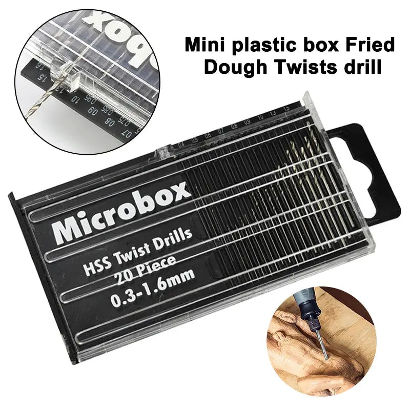 20 Pc Mini Twist Drill Bit Set 0.3mm To 1.6mm High Speed Steel For Woodworking Plastics PVC Circuit Board Micro Drilling