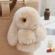 15cm Fluffy Rabbit Fur Pom Pom Keychain Bunny Toy Bag Decoration Soft Cute Gift for Girls