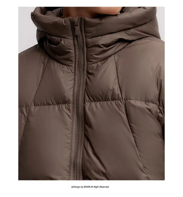 Semir men's brown down puffer jacket with full-zip front and high collar