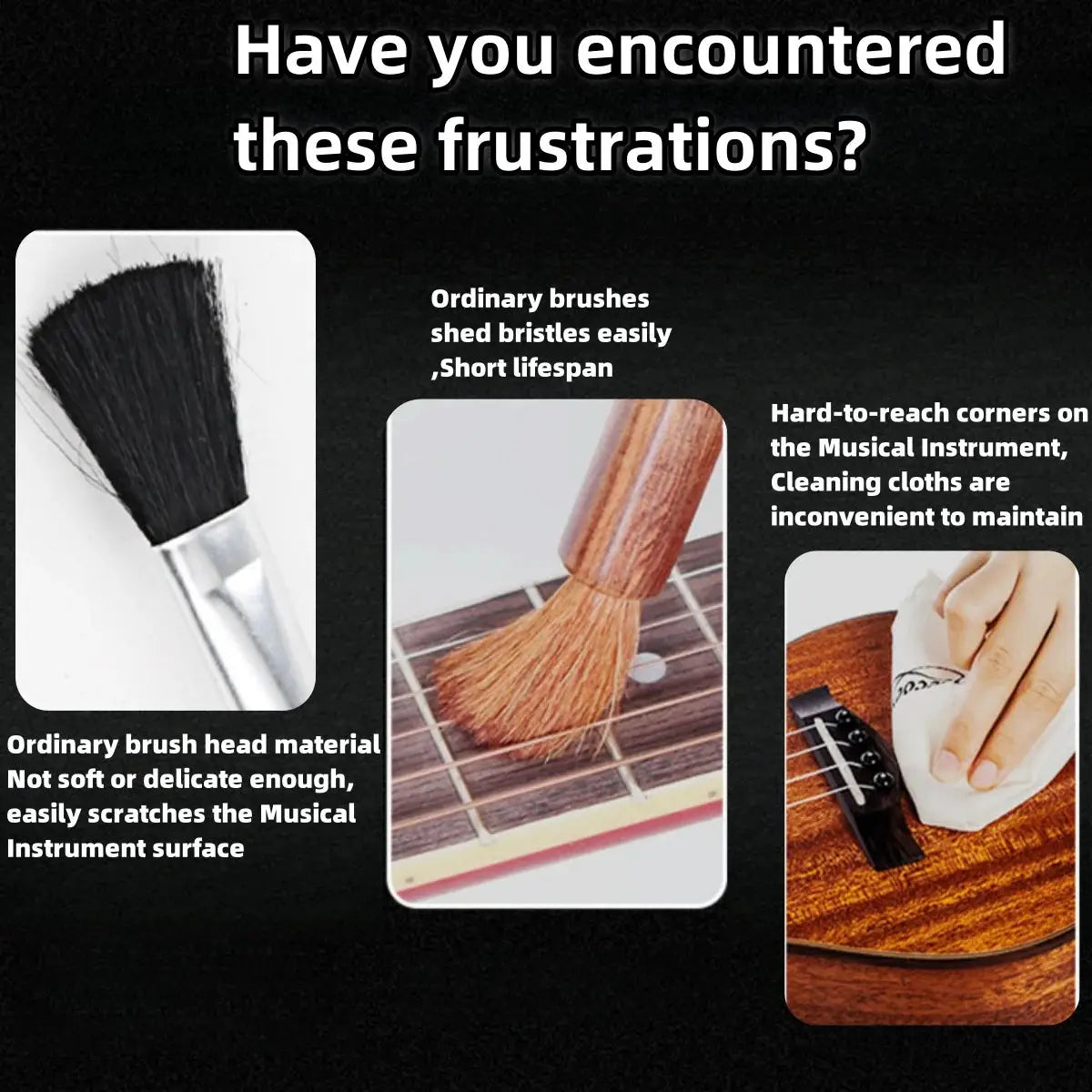 Double Head Guitar Cleaning Brush for Strings and Fretboard Care, Dust and Rust Prevention, Instrument Cleaning Tool