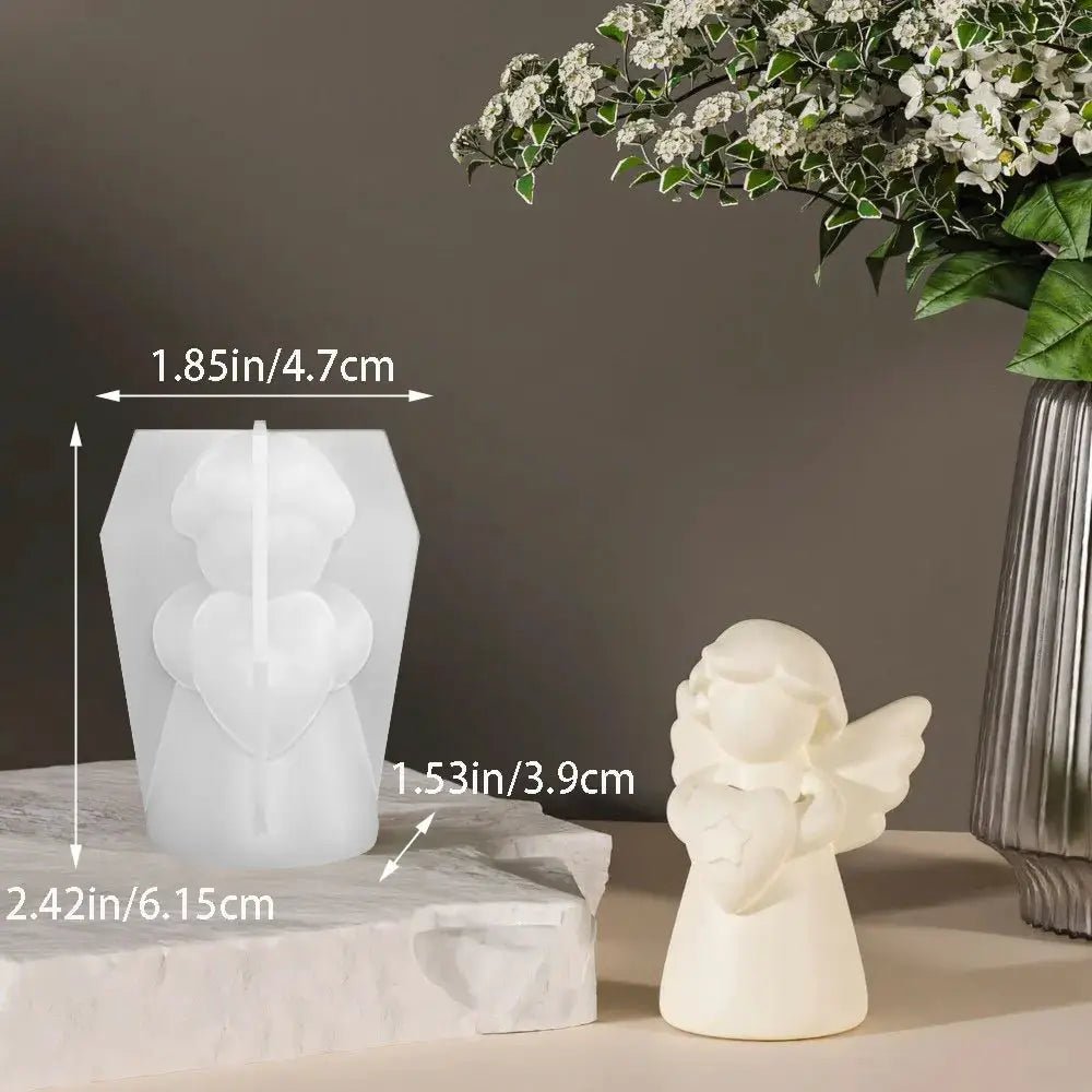 3D Heart Wings Angel Silicone Candle Mold for Gypsum Resin Soap Craft DIY Home Decor - Simples Market
