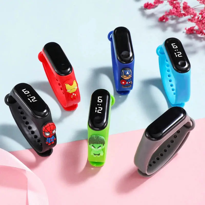 Marvel 3D Spiderman Kids Watch With LED Display Waterproof Sport Bracelet And Soft Silicone Band For Ages 4 To 12