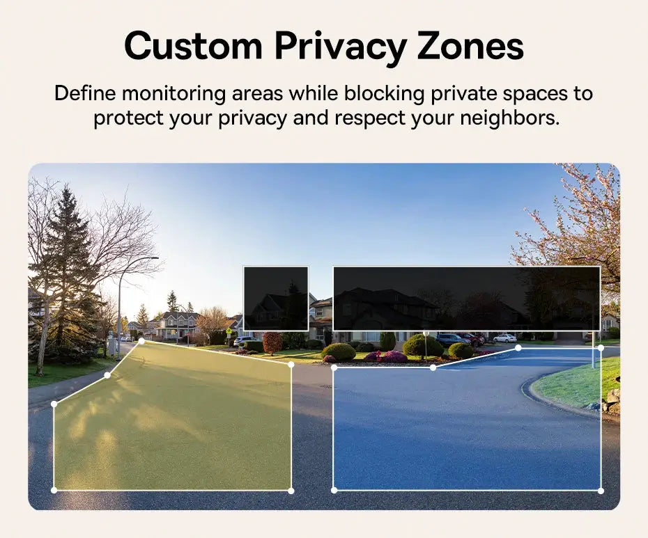 Baseus Security S2 Outdoor Camera 4K Solar Wireless IP67 with privacy zones highlighted