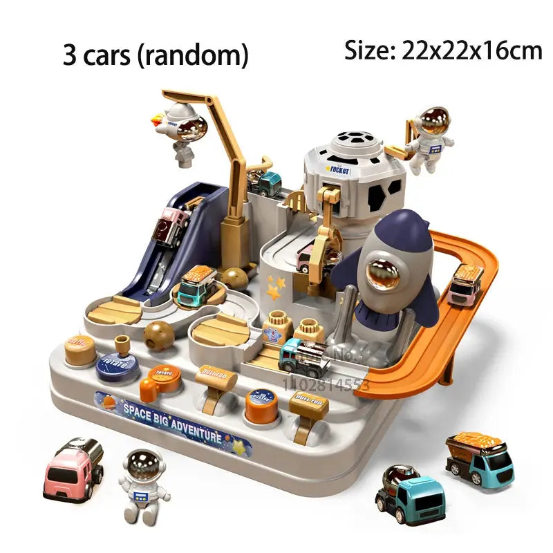 Racing Rail Car Model Space Adventure Educational Toy for Kids Train Track Brain Teaser Interactive Game