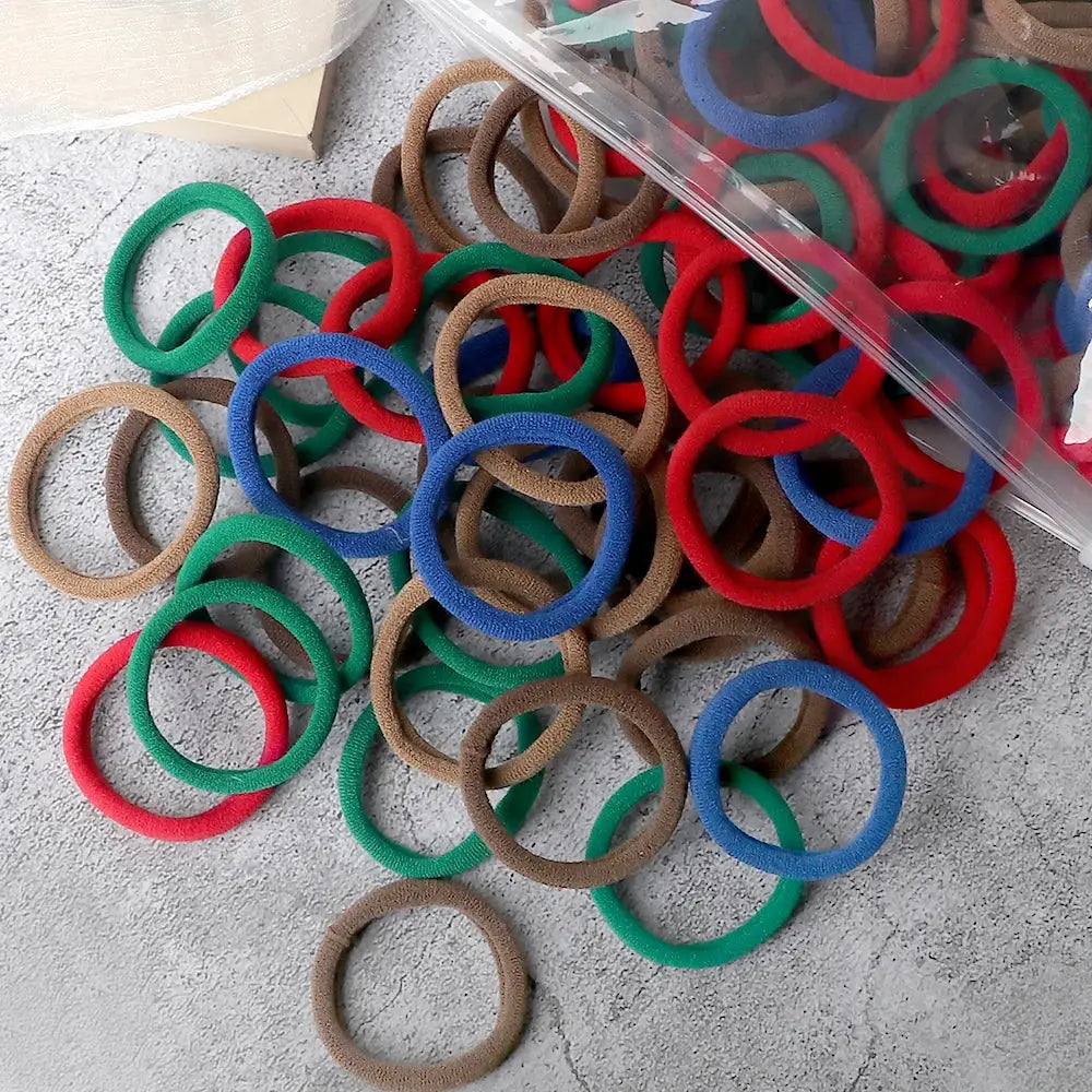 NovaHair 50 Pcs Mixed Colors Hair Bands 4 Cm Elastic Hair Ties Ponytail Holders Gentle Hold For Everyday Ponytails