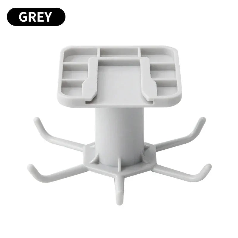 Simples Market grey 360 rotating adhesive utensil rack with 6 hooks for cabinets