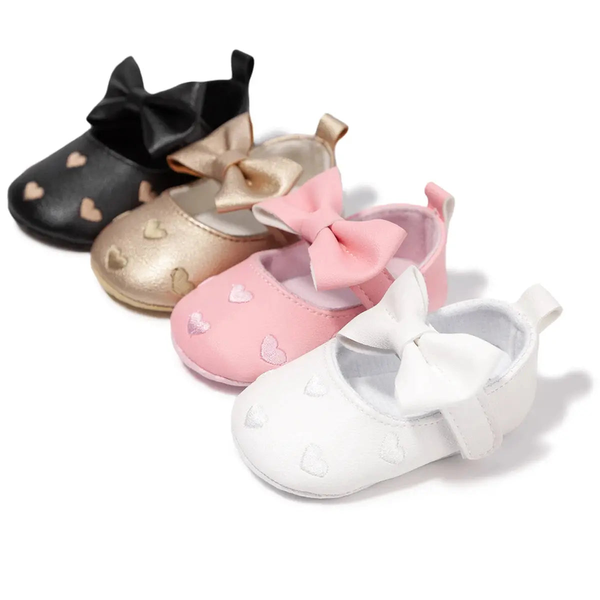 Meckior Baby Shoes Classic Bow Knot Heart Anti Slip Soft Sole First Walkers 0 To 18 Months
