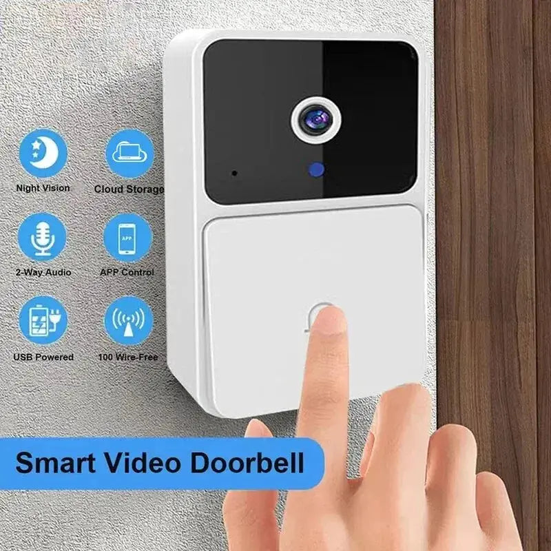 Simples Market Smart Video Doorbell, white with black camera module, HD camera, night vision, two-way intercom.